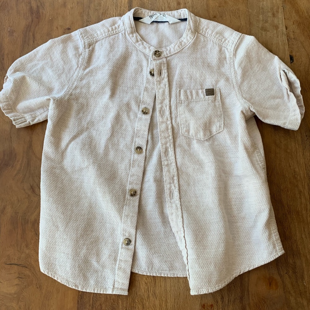 H&M Button Up Textured Cotton Short Sleeve